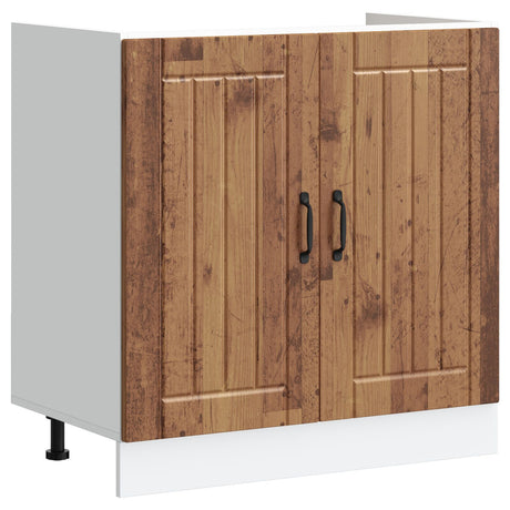 Kitchen Cabinet 'Lucca'with Double Basins - Old Wood, Engineered Wood