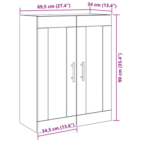 Wall-Mounted Cabinet With Glass Doors Artisan Oak 69,5X34X90 Cm