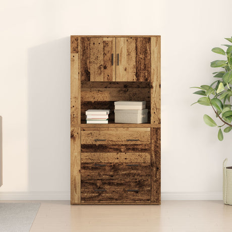 Highboard Old Wood 80X33X150 Cm Engineered Wood