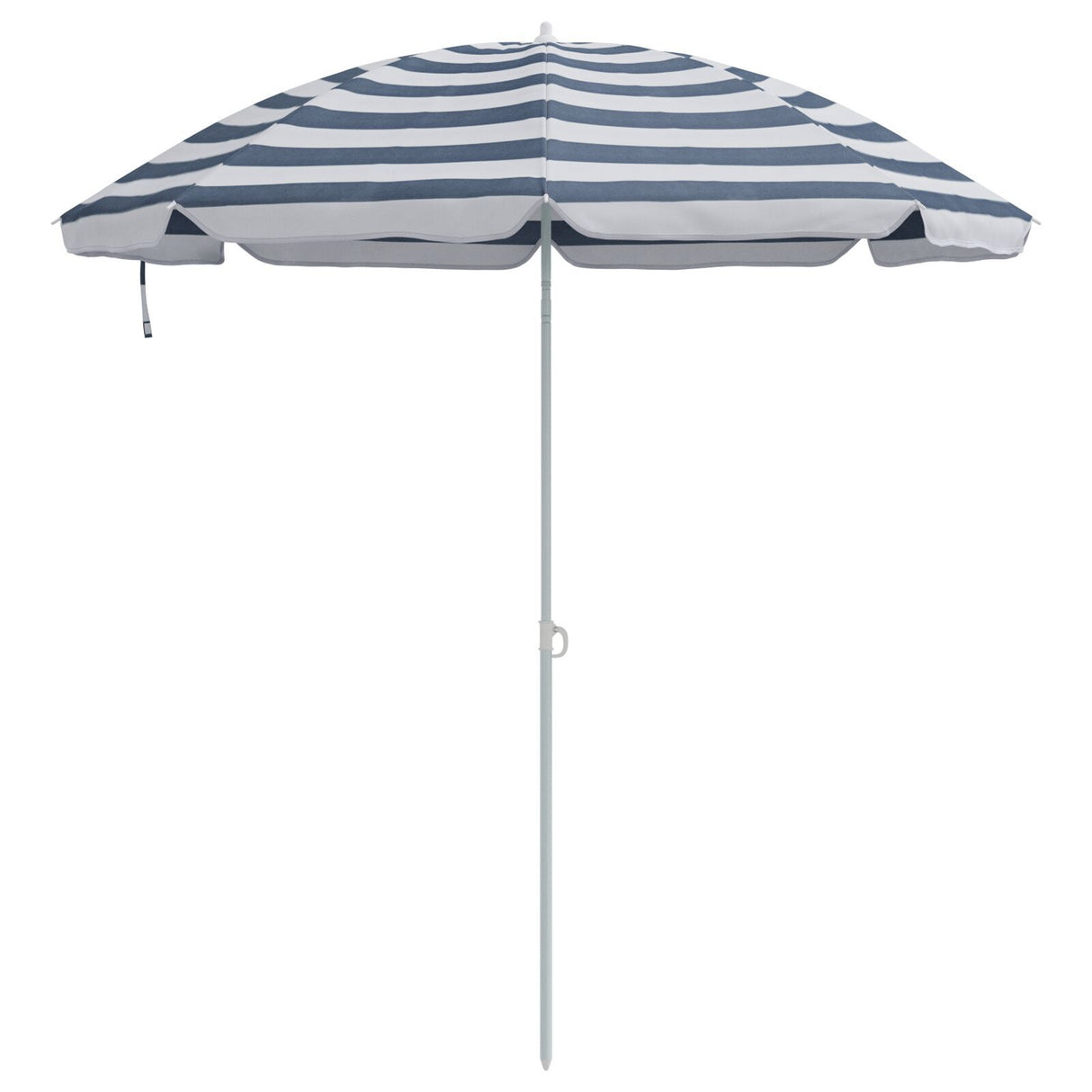 Beach Parasol With Metal Pole Blue & White 161X193 Cm Polyester