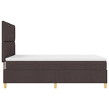 Box Spring Bed With Mattress & Led Dark Brown 140X200 Cm Fabric