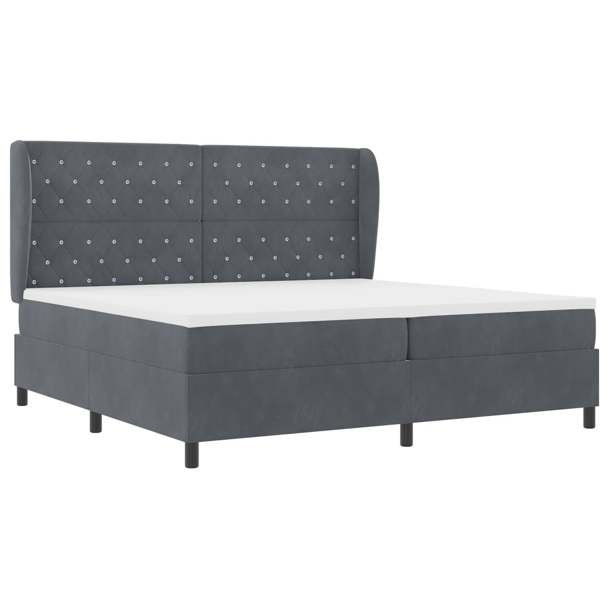 Box Spring Bed With Mattress Dark Grey 200X200 Cm Velvet