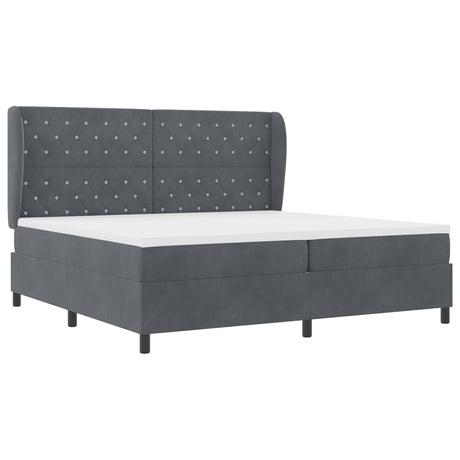 Box Spring Bed With Mattress Dark Grey 200X200 Cm Velvet
