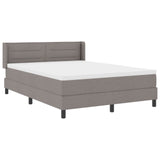 Box Spring Bed With Mattress Taupe 140X190 Cm Fabric,  Headboard Lines Design Taupe 140 Cm Fabric