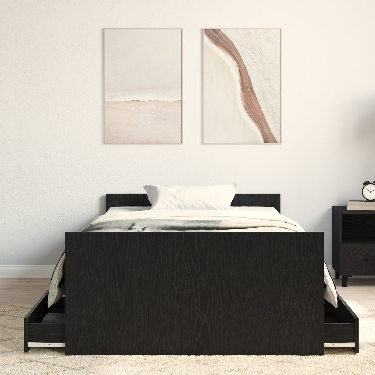 Bed Frame Without Mattress Black Oak 90X200 Cm Engineered Wood