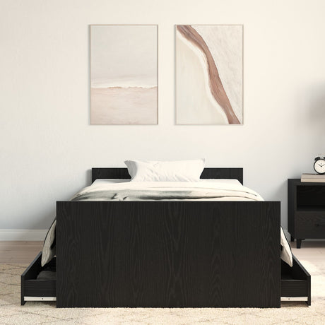 Bed Frame Without Mattress Black Oak 90X200 Cm Engineered Wood