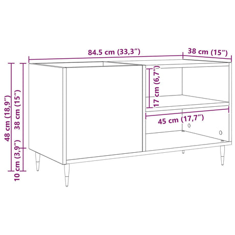 Record Cabinet Black Oak 84,5X38X48 Cm Engineered Wood