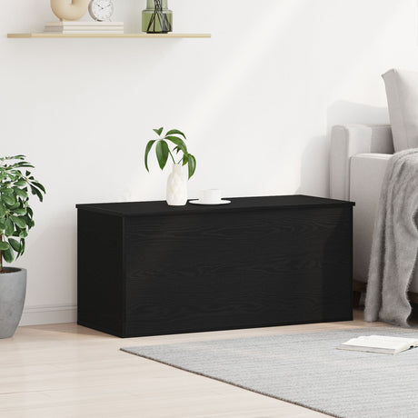 Storage Box With Lid Black Oak 100X42X46 Cm Engineered Wood
