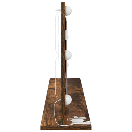 Vanity Mirror With Led Lights Smoked Oak 100X45X18 Cm