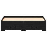 Bed Frame With Drawers Black Oak Engineered Wood 140 X 190 Cm