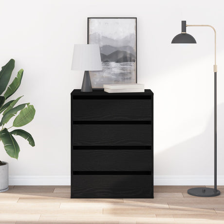 Chest Of Drawers Black Oak 60X41X76 Cm Engineered Wood