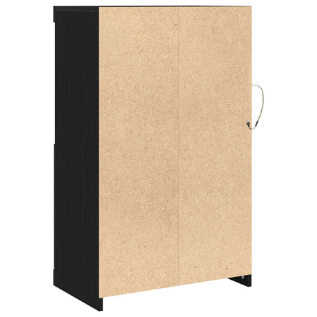 Sideboard With Led Lights Black Oak 60,5X37X100 Cm