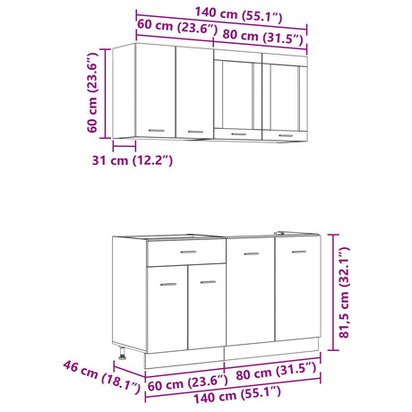 4 Piece Kitchen Cabinet Set Grey Sonoma Engineered Wood