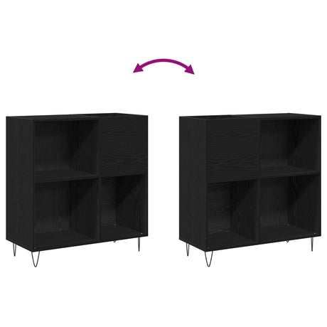 Record Cabinet Black Oak 84.5X38X90 Cm Engineered Wood