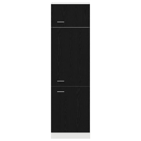 Fridge Cabinet In Black Oak - 60X57X207 Cm, Made Of Engineered Wood