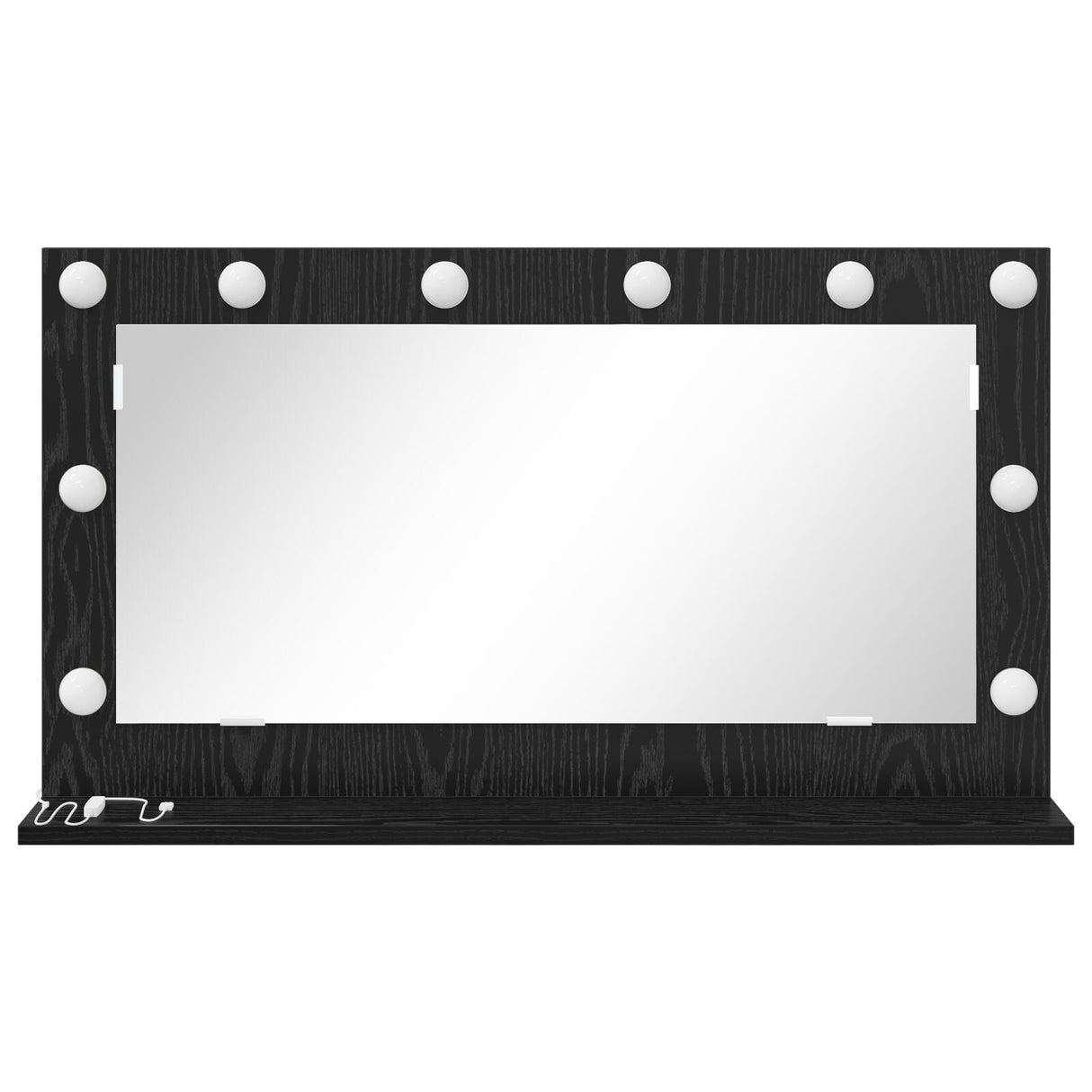 Vanity Mirror With Led Lights Black Oak 80X45X18 Cm