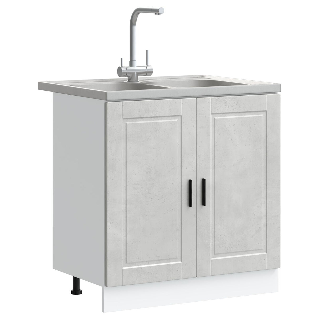 Sink Base Cabinet &quot;Porto&quot; With Sink Concrete Grey 80X46X84,5 Cm Engineered Wood