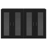 Wall Mounted Cabinets 2 Pcs Black Oak 69,5X34X90 Cm Engineered Wood