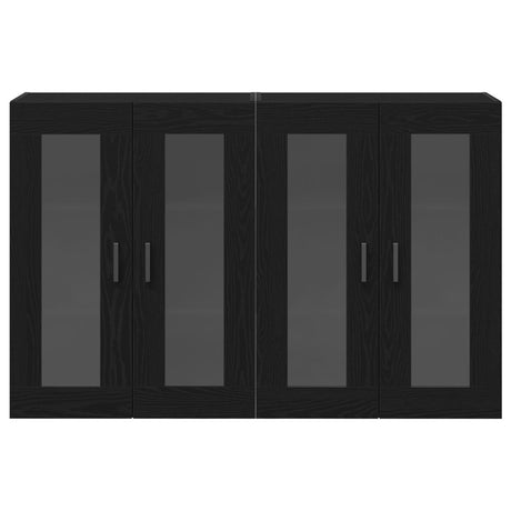 Wall Mounted Cabinets 2 Pcs Black Oak 69,5X34X90 Cm Engineered Wood