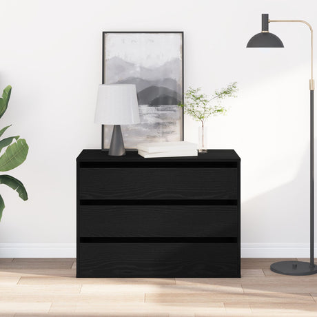 Corner Chest Of Drawers Black Oak 80X41X58 Cm Engineered Wood