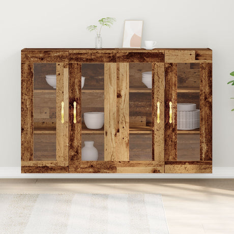 Wall Mounted Cabinets 2 Pcs Old Wood 69,5X34X90 Cm Engineered Wood