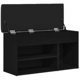 Storage Bench Black Oak 80X30X45 Cm Engineered Wood