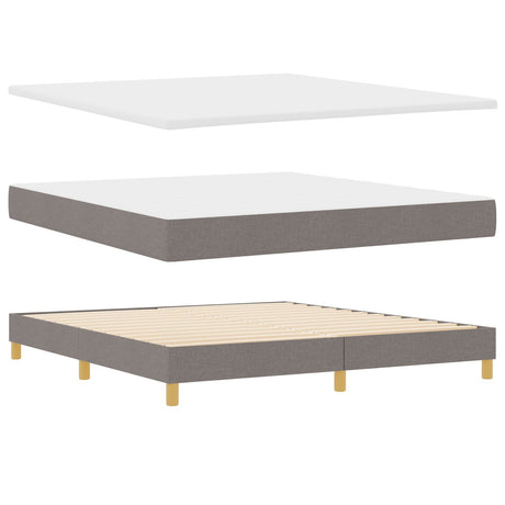 Box Spring Bed With Mattress Taupe 180X200 Cm Fabric,  Headboard Diamond Blocks Design Taupe 180 Cm Fabric