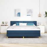 Box Spring Bed With Mattress Blue 180X200 Cm Fabric,  Headboard Button Tufted Blue 180 Cm Fabric