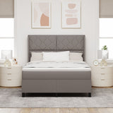 Box Spring Bed With Mattress & Led Taupe 160X200 Cm Fabric