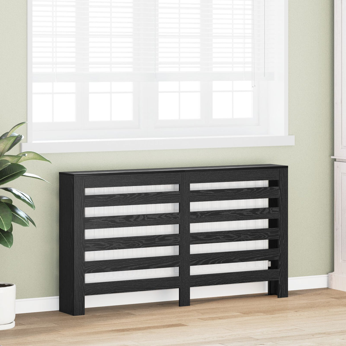 Radiator Cover Black Oak 149X20X82 Cm Engineered Wood
