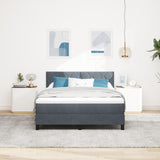 Box Spring Bed With Mattress & Led Dark Grey 160X200 Cm Velvet