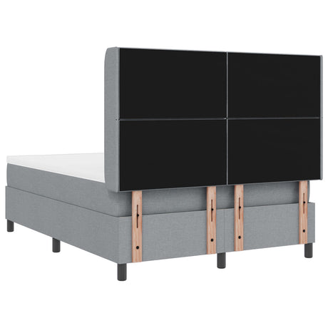 Box Spring Bed With Mattress & Led Light Grey 160X200 Cm Fabric