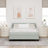Box Spring Bed With Mattress In Light Grey, 140X190 Cm, Velvet
