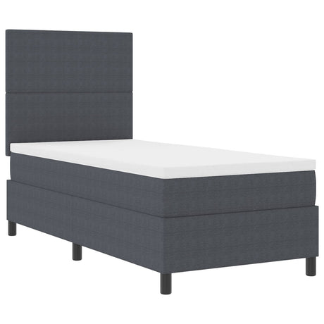 Box Spring Bed With Mattress Dark Grey 80X200 Cm Corduroy Fabric