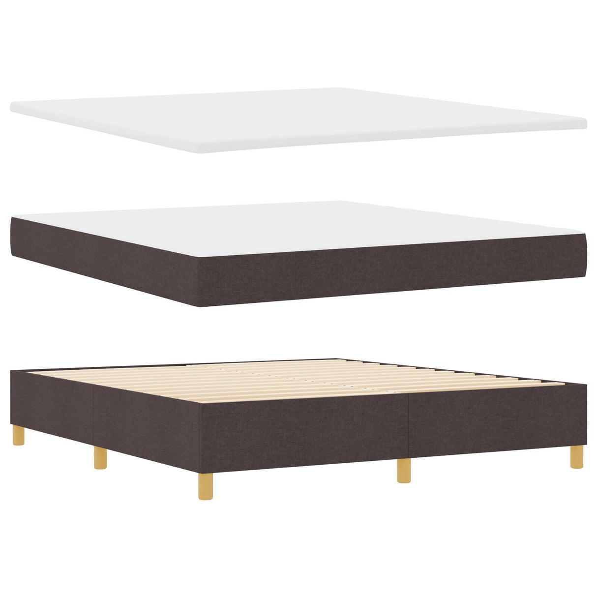 Box Spring Bed With Mattress Dark Brown 180X200 Cm Fabric