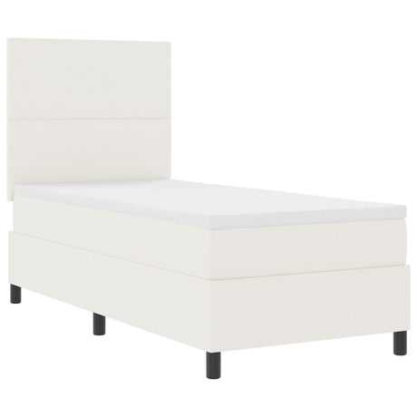 Box Spring Bed With Mattress Cream 80X200 Cm Corduroy Fabric