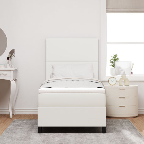 Box Spring Bed With Mattress Cream 80X200 Cm Corduroy Fabric