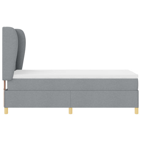 Box Spring Bed With Mattress - Light Grey - 90X200 Cm Fabric