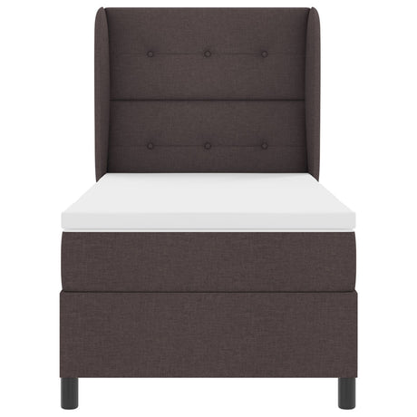 Box Spring Bed With Mattress Dark Brown 100X200 Cm Fabric