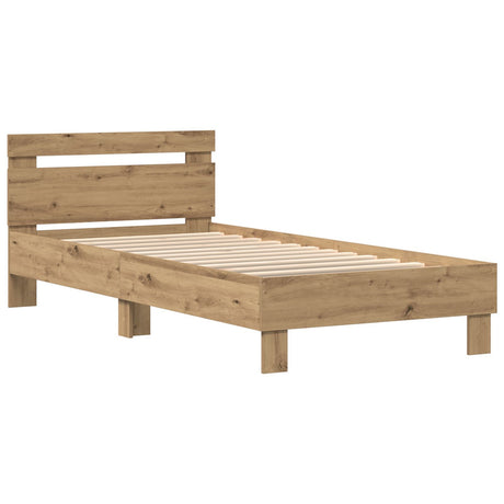 Bed Frame With Led Lights Artisan Oak 90X200 Cm Engineered Wood