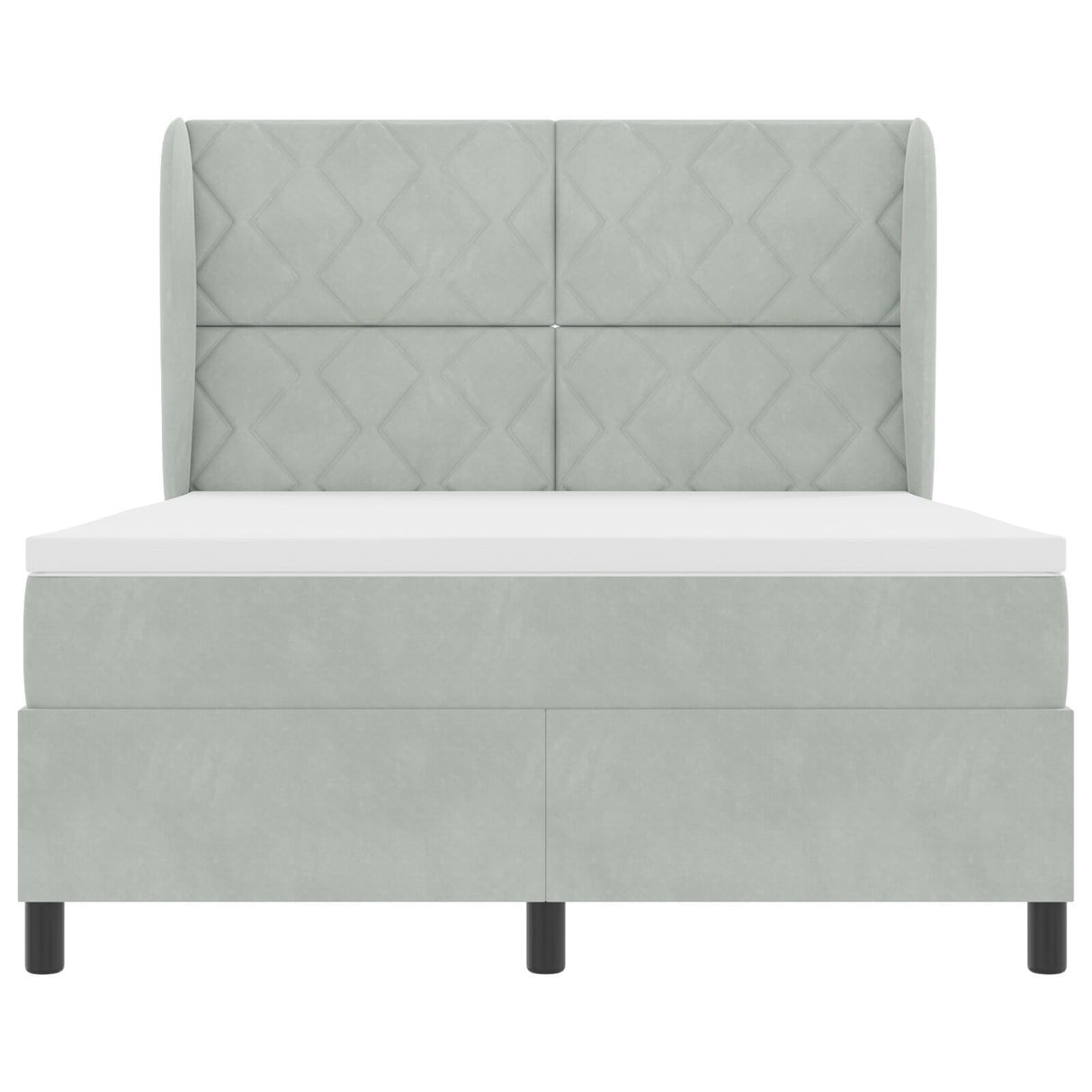 Box Spring Bed With Mattress Light Grey 160X200 Cm Velvet