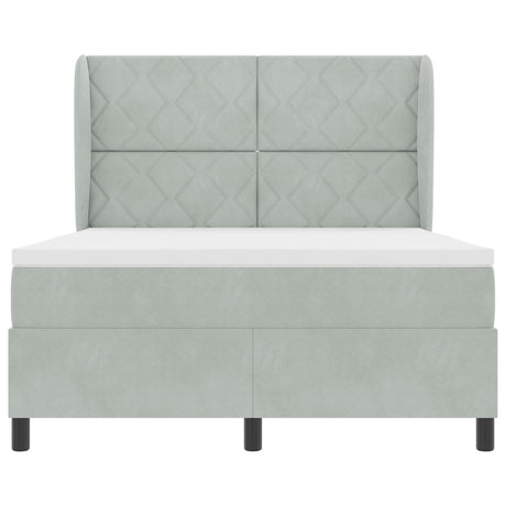 Box Spring Bed With Mattress Light Grey 160X200 Cm Velvet
