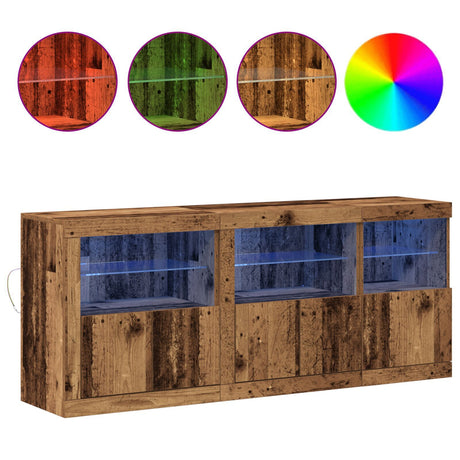 Sideboard With Led Lights Old Wood 162X37X67 Cm Engineered Wood