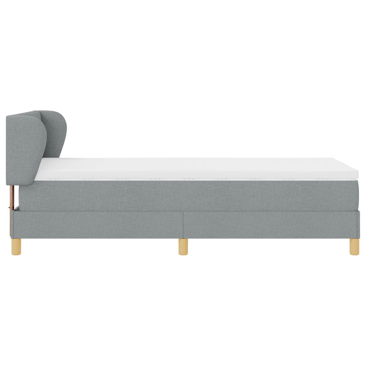 Box Spring Bed With Mattress - Light Grey, 90X200 Cm, Fabric