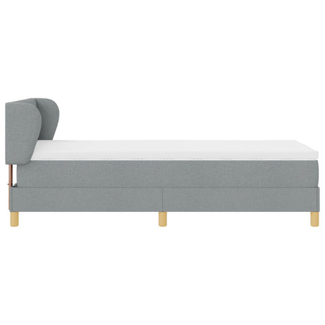 Box Spring Bed With Mattress - Light Grey, 90X200 Cm, Fabric