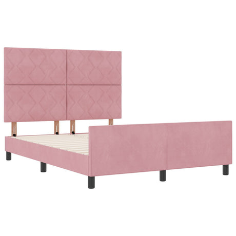 Bed Frame Pink 140X200 Cm Velvet