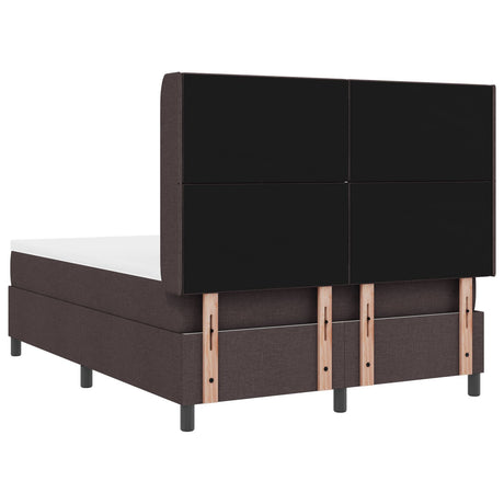 Box Spring Bed With Mattress & Led Dark Brown 140X200 Cm Fabric