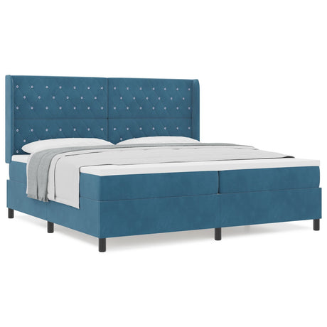 Box Spring Bed With Mattress Dark Blue 200X200 Cm Velvet