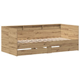 Daybed With Drawers Artisan Oak Engineered Wood 90 X 200 Cm