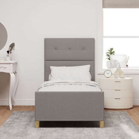 Bed Frame In Taupe, 90X190 Cm, Fabric
